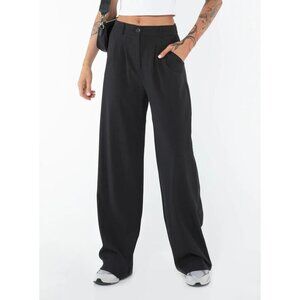 Princess Polly Black Wide-Leg Tailored Pleats Hipster Pants Women's Size 6